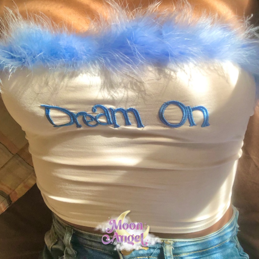 😴💙 Dream On Bandeau Crop Top w/Faux Fur Trim 💙😴